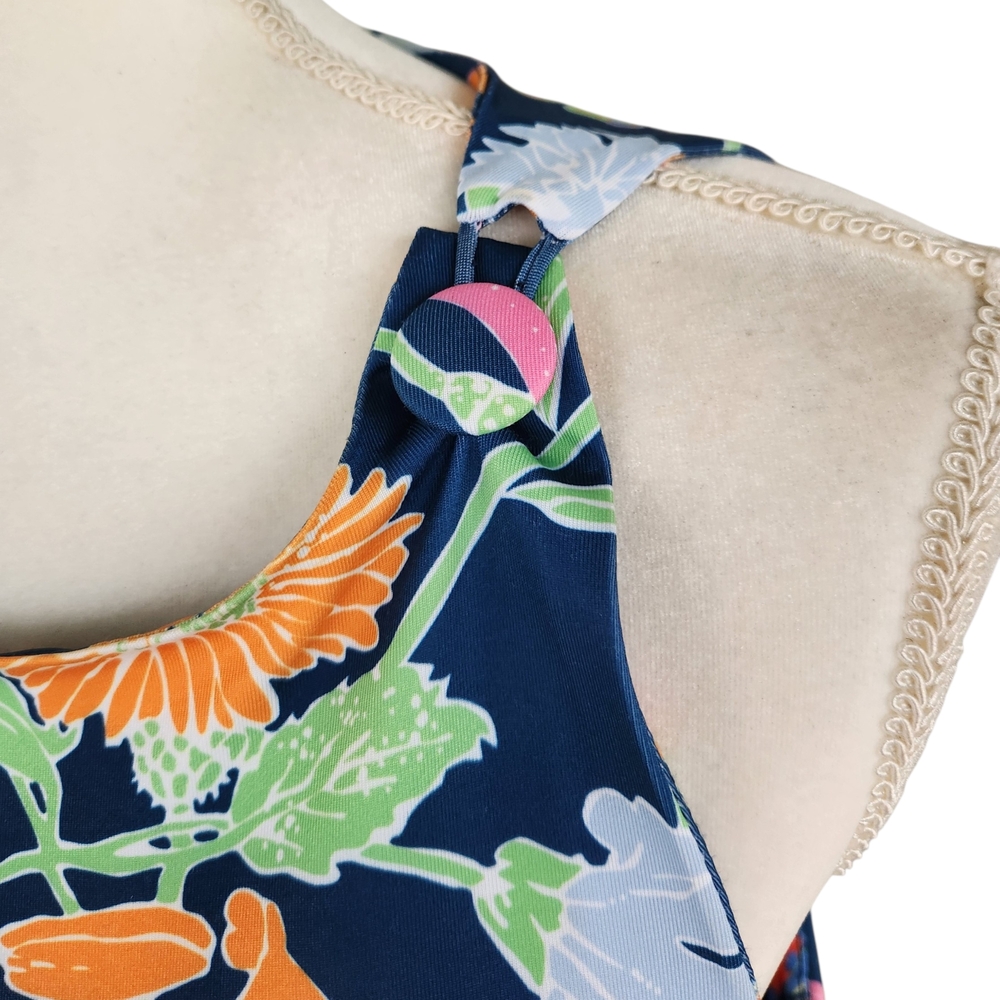 Gretchen Scott Designs Navy Floral One-Piece with Contrast Button Strap - Picture 4 of 12